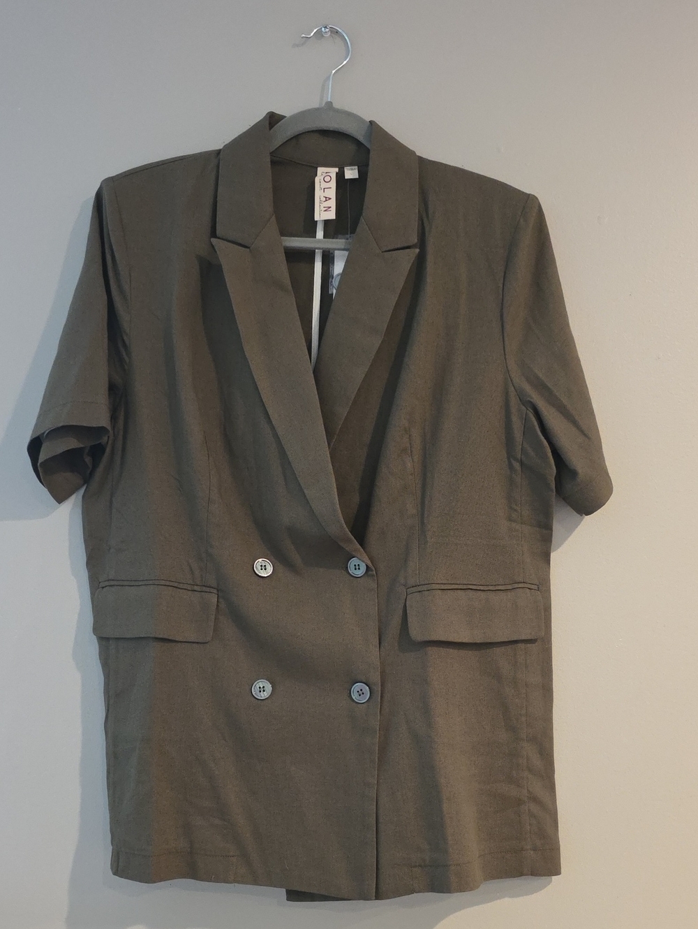 Anthropologie Military Green Double-Breasted Blazer Jacket
